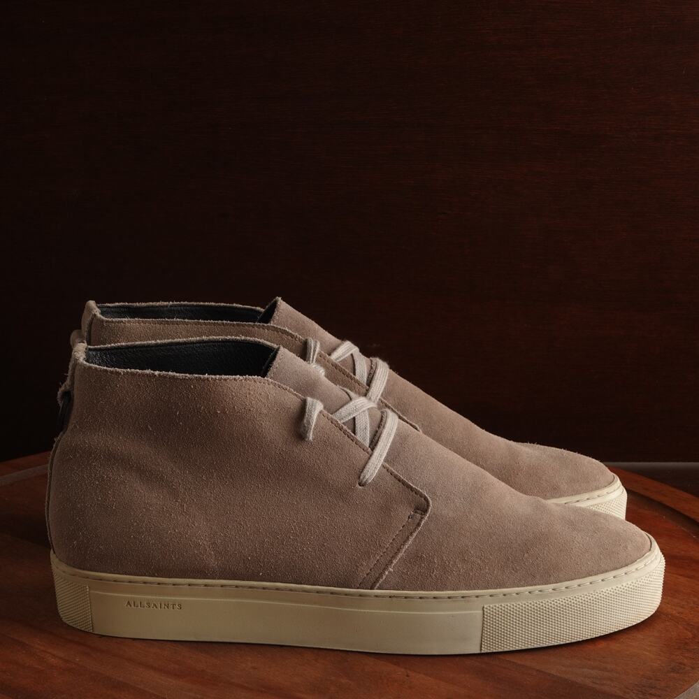 AllSaints Sneakers Mens Size EU 43‎ US 10 Beige Suede Chukka Ankle Lace Up Shoes
